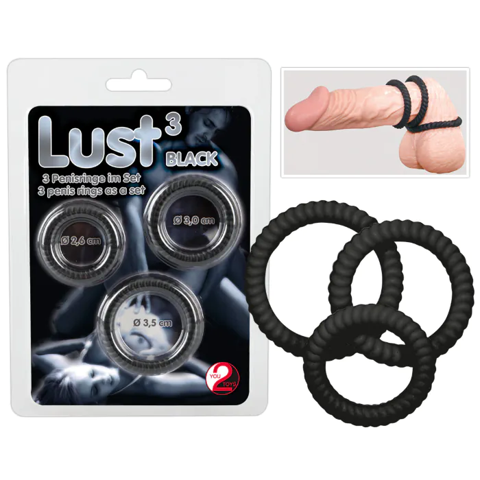 Набір ерекційних кілець You2Toys Lust 3 Black — фото 4