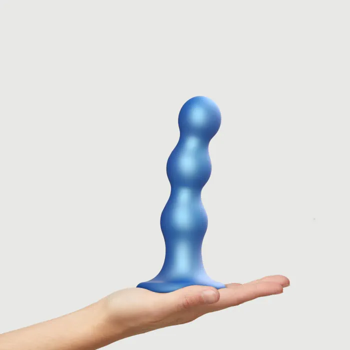 Насадка для страпона Strap-On-Me Dildo Plug Balls Blue Metallic L — фото 2