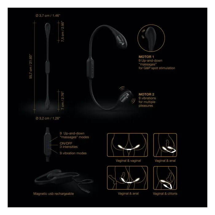 Вібратор на гнучкому зчіпці Dorcel DUAL EXPLORER — фото 11