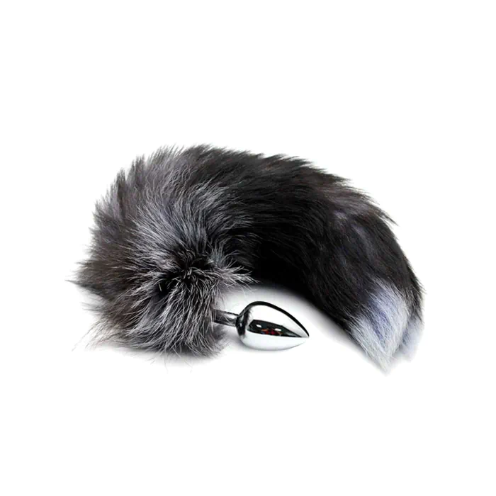 Анальна пробка Alive Black And White Fox Tail M
