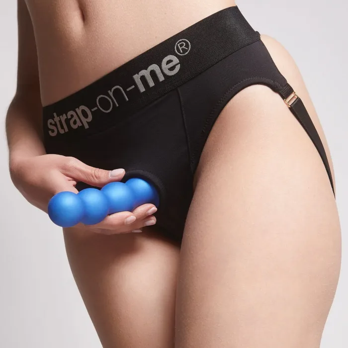 Насадка для страпона Strap-On-Me Dildo Plug Balls Blue Metallic L — фото 5