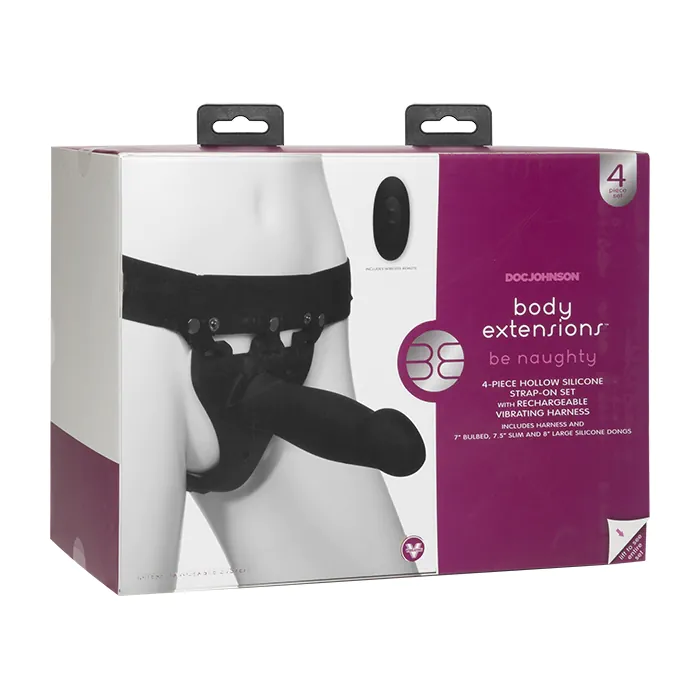 Набір для страпону з вібрацією Doc Johnson Body Extensions - BE Naughty - Black — фото 7