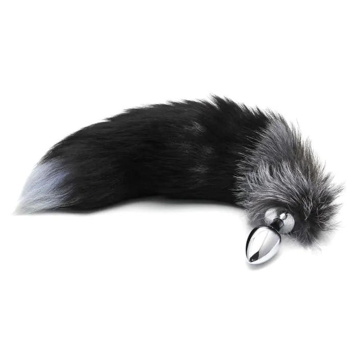 Анальна пробка Alive Black And White Fox Tail M — фото 3