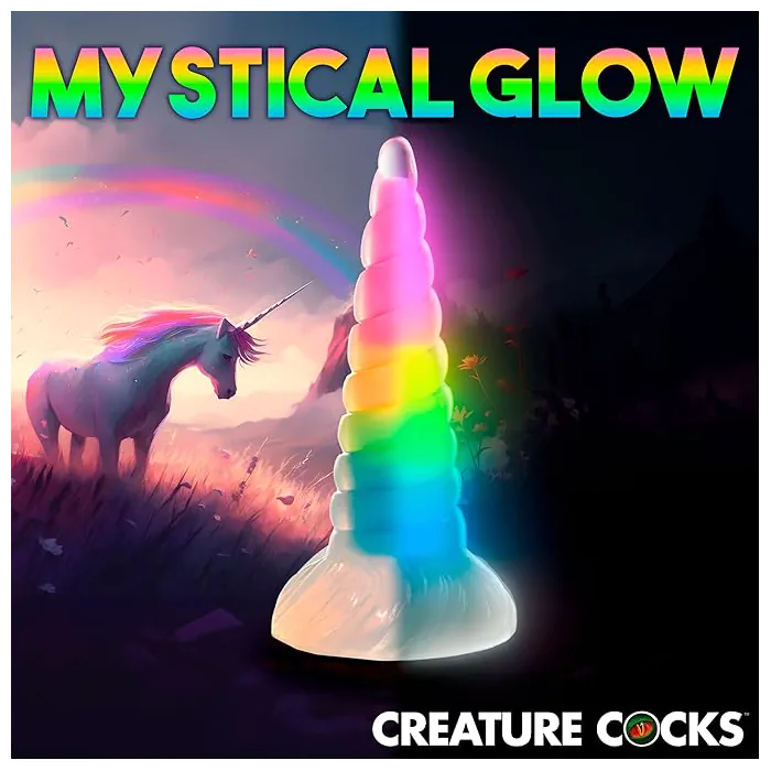 Фалоімітатор Creature Cocks Luminescent Rainbow Silicone Dildo — фото 6
