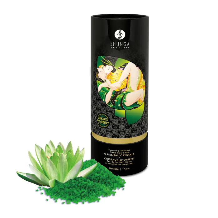 Пінлива сіль для ванни Shunga Dead Sea salt Oriental Crystals Organic Lotus Flower 500 г — фото 4