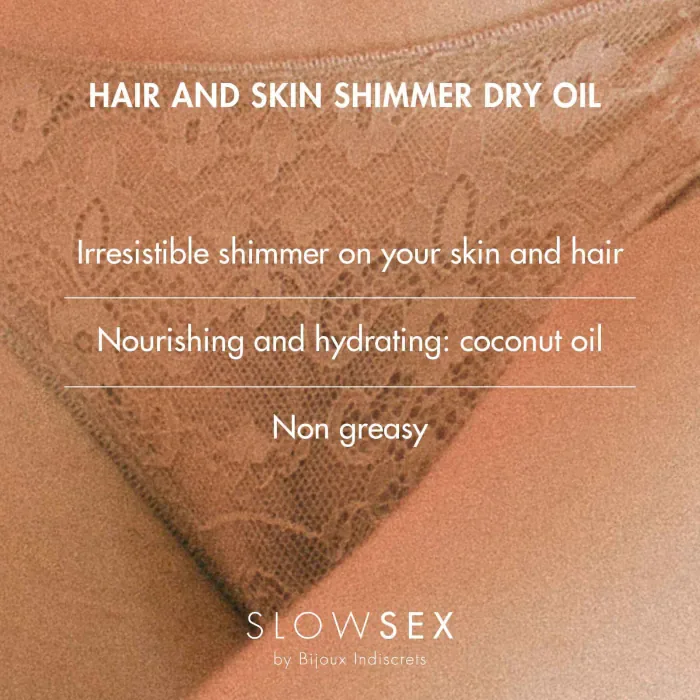 Суха олія-шимер Bijoux Indiscrets Slow Sex Hair and skin shiммer dry oil 30 мл — фото 4