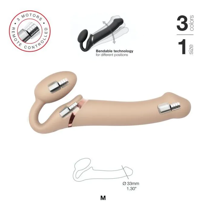 Безремневий страпон із вібрацією Strap-On-Me Vibrating Flesh M — фото 3