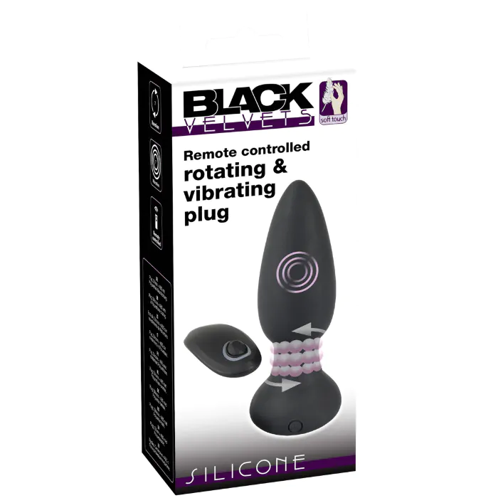 Анальна пробка Black Velvets RC Rotating & Vibrating Plug Black — фото 9