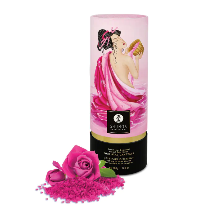Пінлива сіль для ванни Shunga Dead Sea salt Oriental Crystals Organic Rose Petal 500 г — фото 5