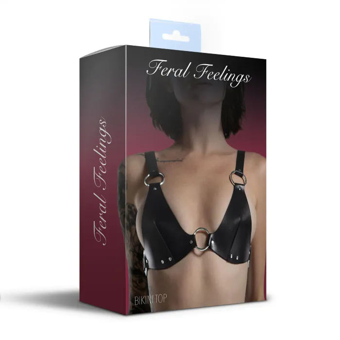 Ліф з натуральної шкіри Feral Feelings Bikini Top Black — фото 4