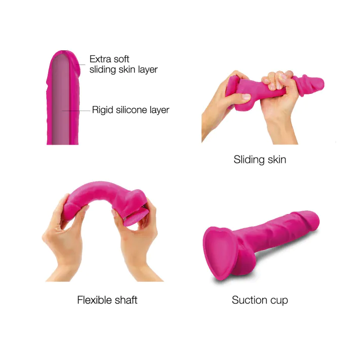 Реалістичний фалоімітатор Strap-On-Me Sliding Skin Realistic Dildo Fuchsia M — фото 3