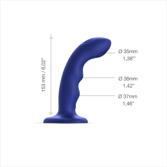 Насадка для страпона з подвійною точковою пульсацією Strap-On-Me Tapping Dildo Wave Night Blue М — фото 3