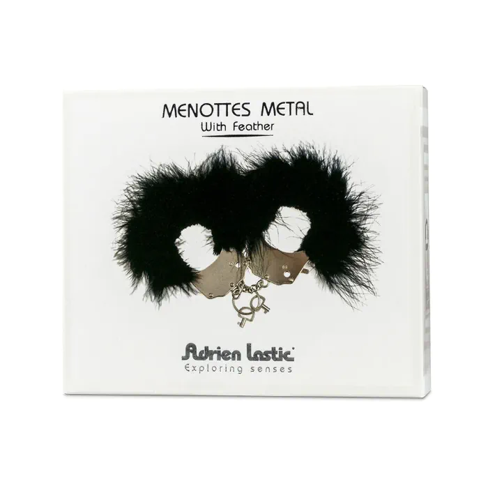 Наручники металеві з чорним оздобленням Adrien Lastic Handcuffs Black — фото 4