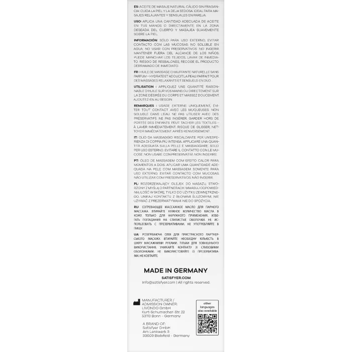 Масажна олія Satisfyer Massage Oil Warming 250 мл — фото 14