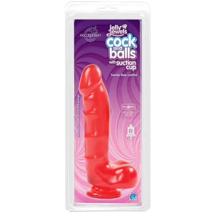 Фалоімітатор Doc Johnson Jelly Jewels Cock & Balls Red — фото 2