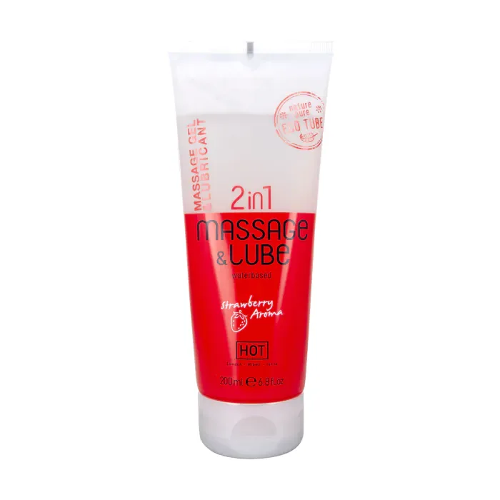 Лубрикант та масажний гель HOT Massage&Glide gel 2in1 Strawberry 200 мл