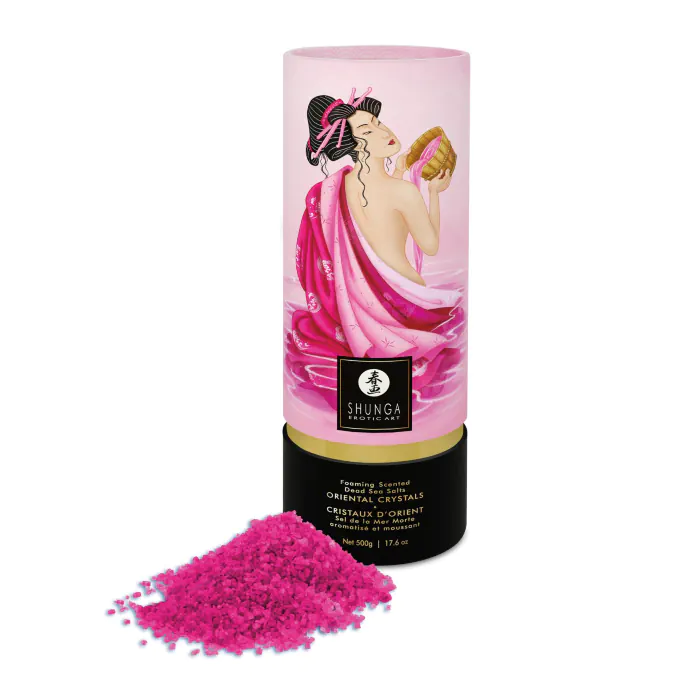 Пінлива сіль для ванни Shunga Dead Sea salt Oriental Crystals Organic Rose Petal 500 г — фото 3