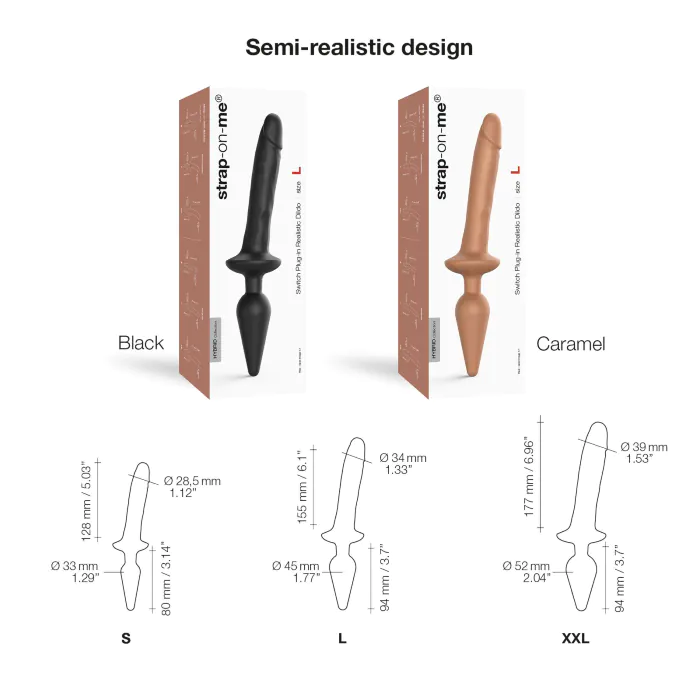 Анальна пробка з дилдо 2в1 Strap-On-Me Switch Plug-In Realistic Dildo Black L — фото 3