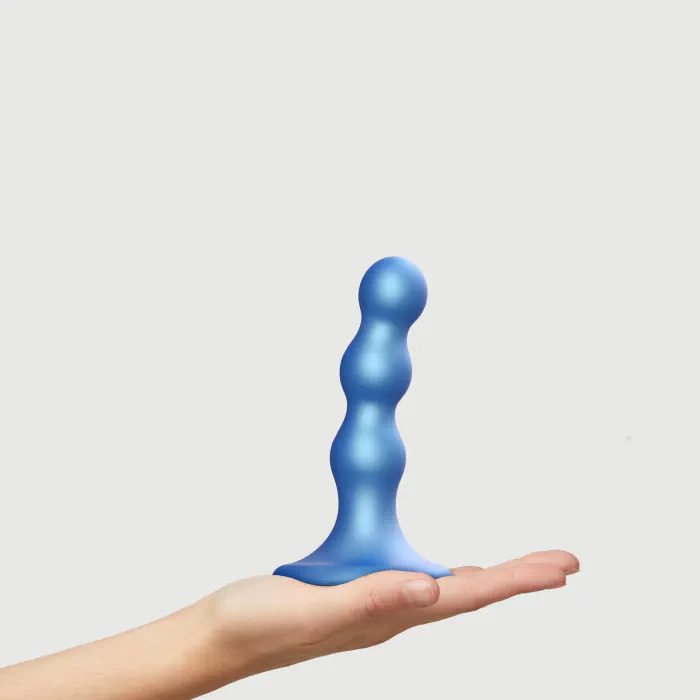 Насадка для страпона Strap-On-Me Dildo Plug Balls Blue Metallic S — фото 2
