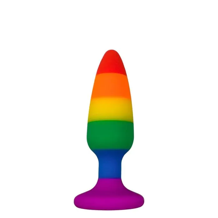 Силіконова анальна пробка Wooomy Hiperloo Silicone Rainbow Plug S