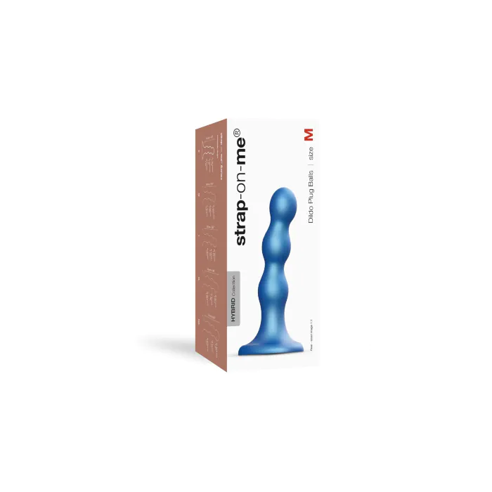 Насадка для страпона Strap-On-Me Dildo Plug Balls Blue Metallic M — фото 3