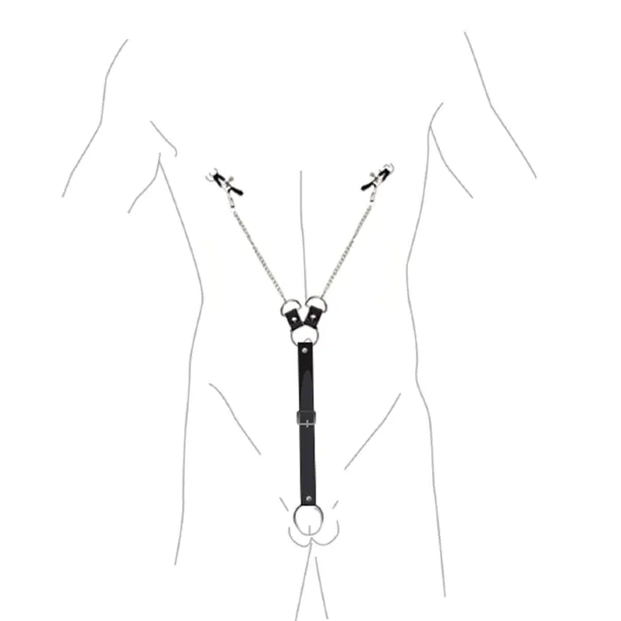 Затискачі для сосків з фіксацією на мошонці Art of Sex Nipple Clamps for Men — фото 2