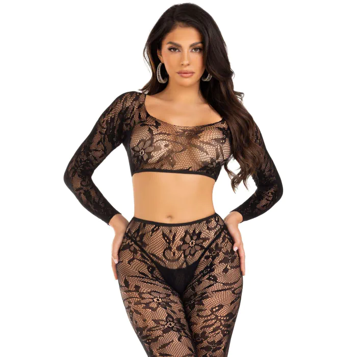 Комплект Leg Avenue Crop top & footless tights One Size Black — фото 2